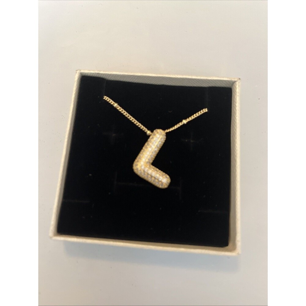Women's Gold Bubble "L” Necklace 18 Inch Chain With 2 Inch Extender Brand New